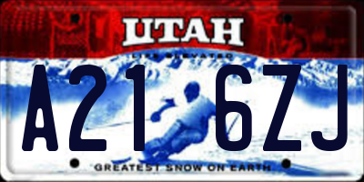 UT license plate A216ZJ