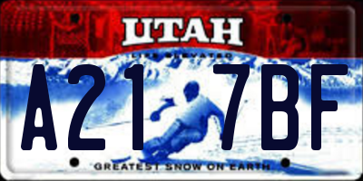 UT license plate A217BF