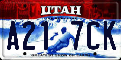 UT license plate A217CK