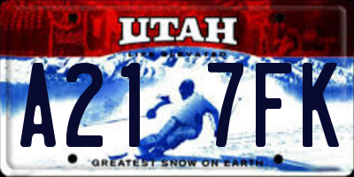 UT license plate A217FK
