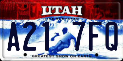 UT license plate A217FQ
