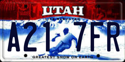 UT license plate A217FR