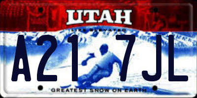 UT license plate A217JL