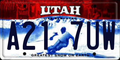 UT license plate A217UW