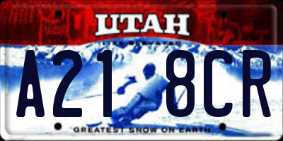 UT license plate A218CR