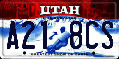 UT license plate A218CS