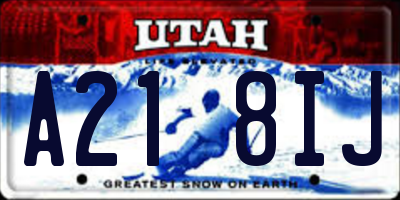 UT license plate A218IJ