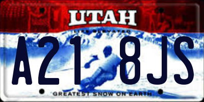 UT license plate A218JS