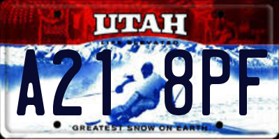 UT license plate A218PF
