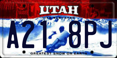 UT license plate A218PJ
