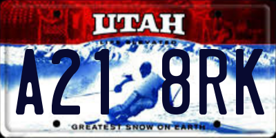 UT license plate A218RK