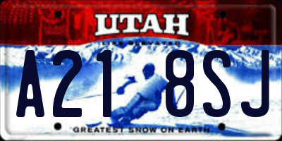 UT license plate A218SJ