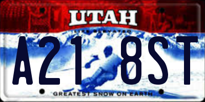 UT license plate A218ST