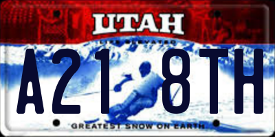 UT license plate A218TH