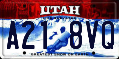 UT license plate A218VQ