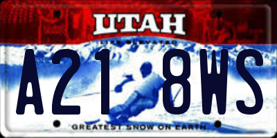 UT license plate A218WS