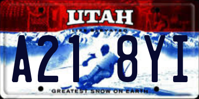 UT license plate A218YI