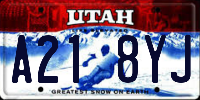 UT license plate A218YJ