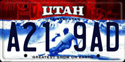 UT license plate A219AD