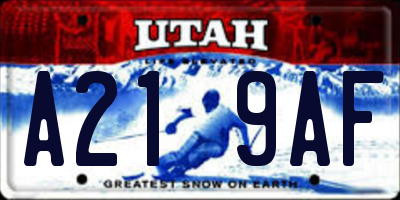 UT license plate A219AF