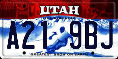 UT license plate A219BJ