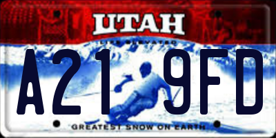 UT license plate A219FD