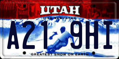 UT license plate A219HI