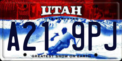 UT license plate A219PJ