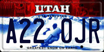UT license plate A220JR