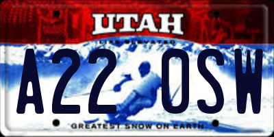UT license plate A220SW