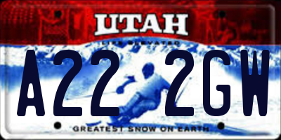 UT license plate A222GW