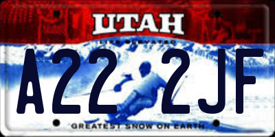 UT license plate A222JF