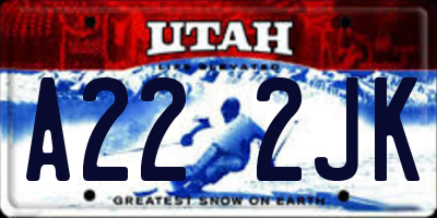 UT license plate A222JK