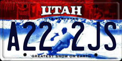 UT license plate A222JS