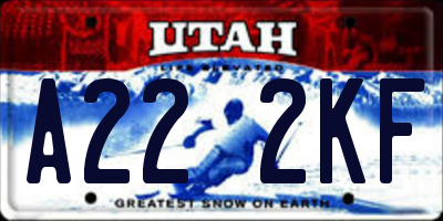UT license plate A222KF
