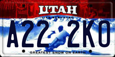 UT license plate A222KO