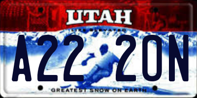 UT license plate A222ON