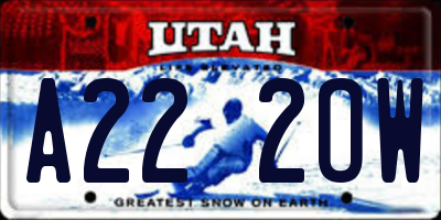 UT license plate A222OW