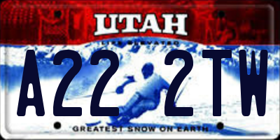 UT license plate A222TW