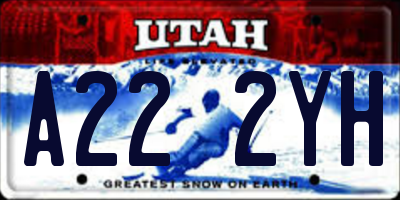 UT license plate A222YH