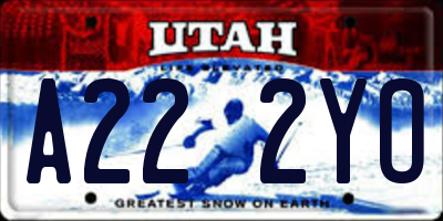 UT license plate A222YO