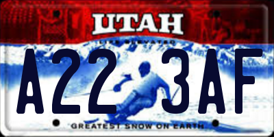 UT license plate A223AF