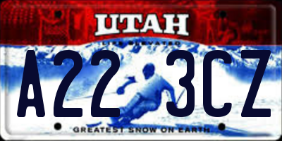 UT license plate A223CZ