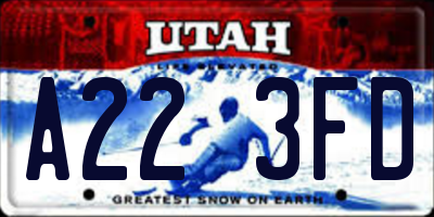 UT license plate A223FD