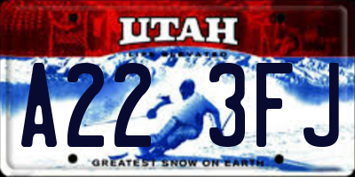 UT license plate A223FJ