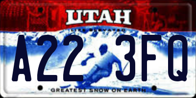 UT license plate A223FQ