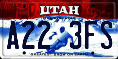 UT license plate A223FS