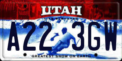 UT license plate A223GW