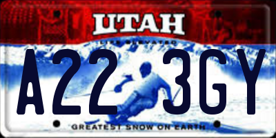 UT license plate A223GY