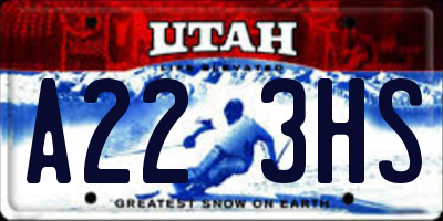 UT license plate A223HS